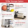 Indoor & Outdoor Metal Basketball Holder with Removable Hanging Rods