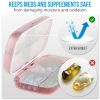 Pink Pill Organizer Airtight Pill Box Large Pill Dispenser Home Travel Supplement Holder Portable Vitamin Sorter Jumbo Size 8 Compartment Airtight Vit