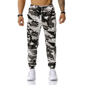 Man Pants Patchwork Camouflage Jogging Pants Outdoor Sports Fitness Sweatpants (Color: Gray, size: 36)