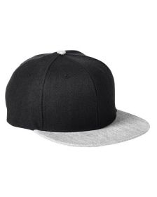 Big Accessories BA539 Flat Bill Sport Cap (Color: BLACK/ HTHR GRAY, size: OS)
